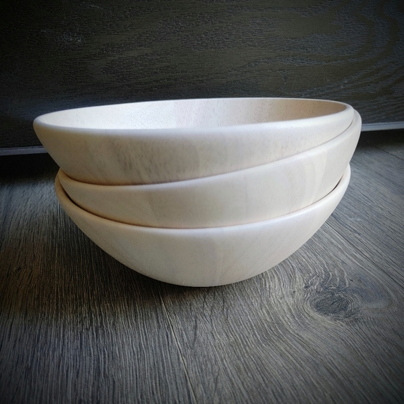 NEW Lot of 3 Threshold 7oz Rubberwood Whitewash Portsmouth Small Serving Bowls - Picture 7 of 8